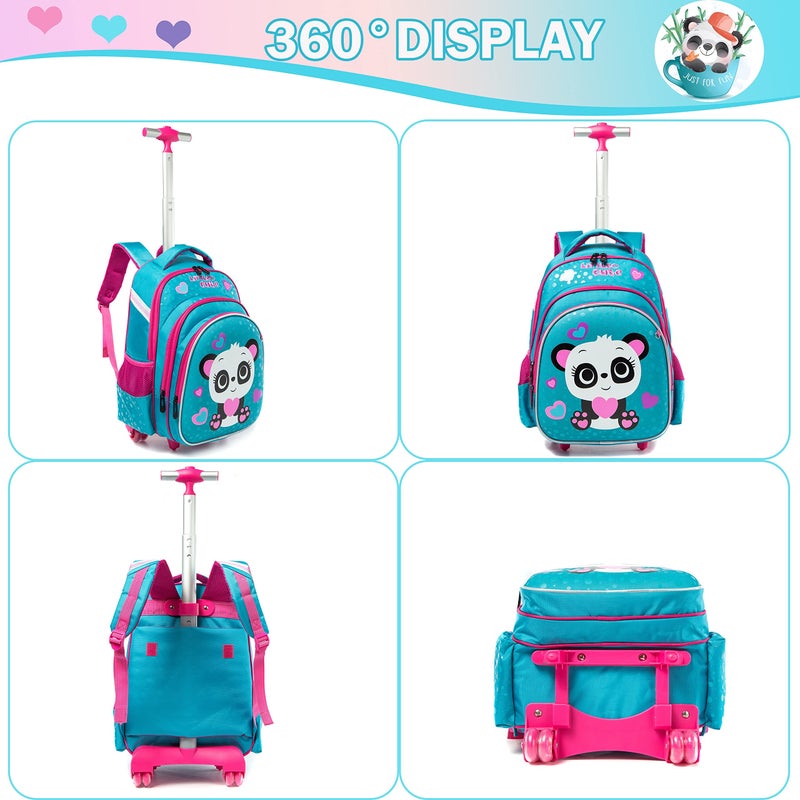 Meetbelify Girls Rolling Backpack with Wheels for School - Wheeled Trolley Backpack - Image 3